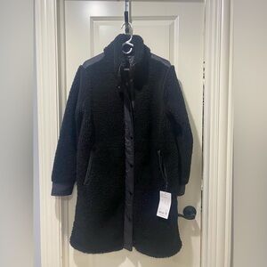 Athleta Sherpa Fleece Hybrid Coat Black